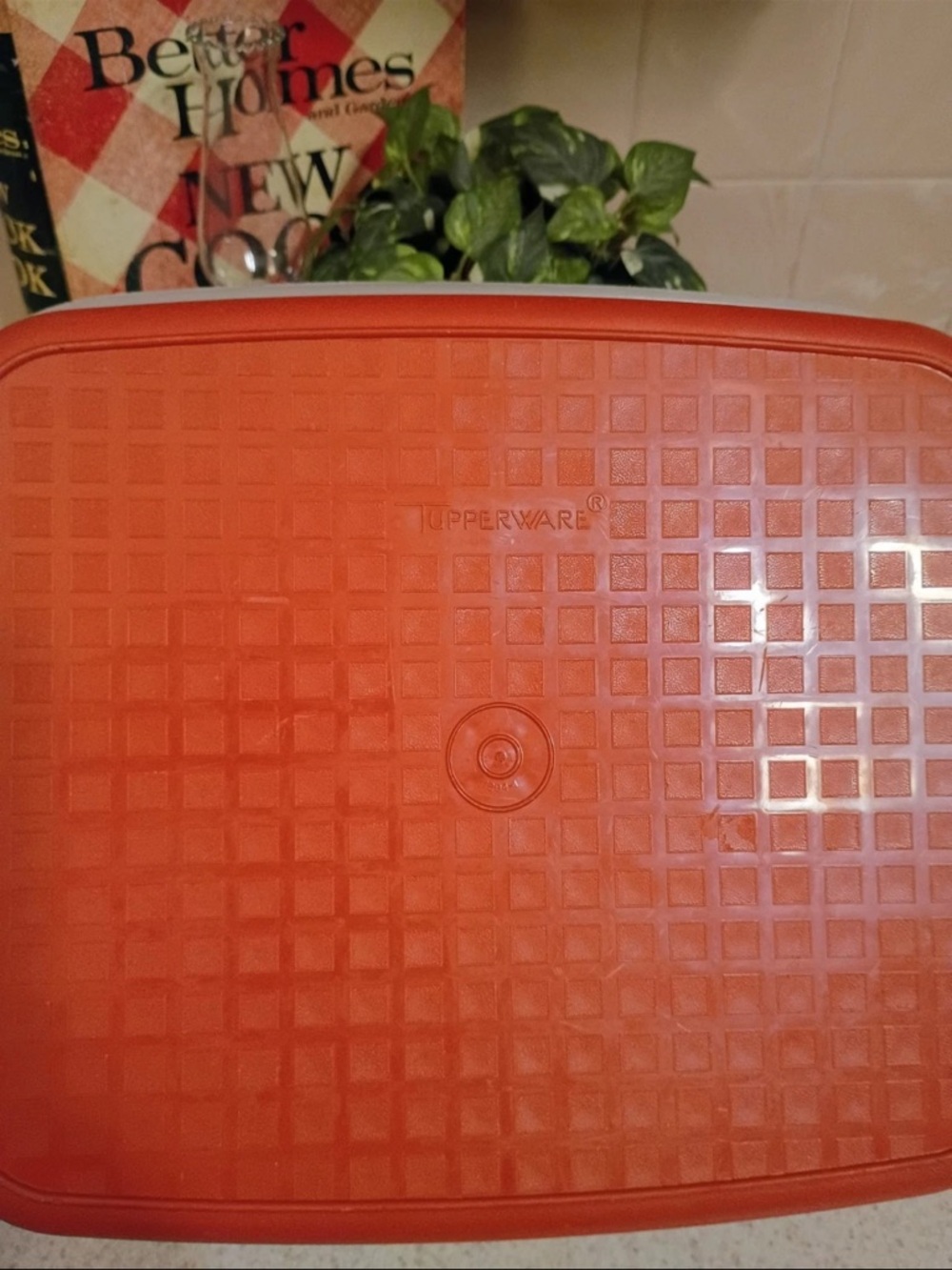 Vintage Tupperware Plastic Covered Marinade container Orange and Cream - Picture 4 of 6